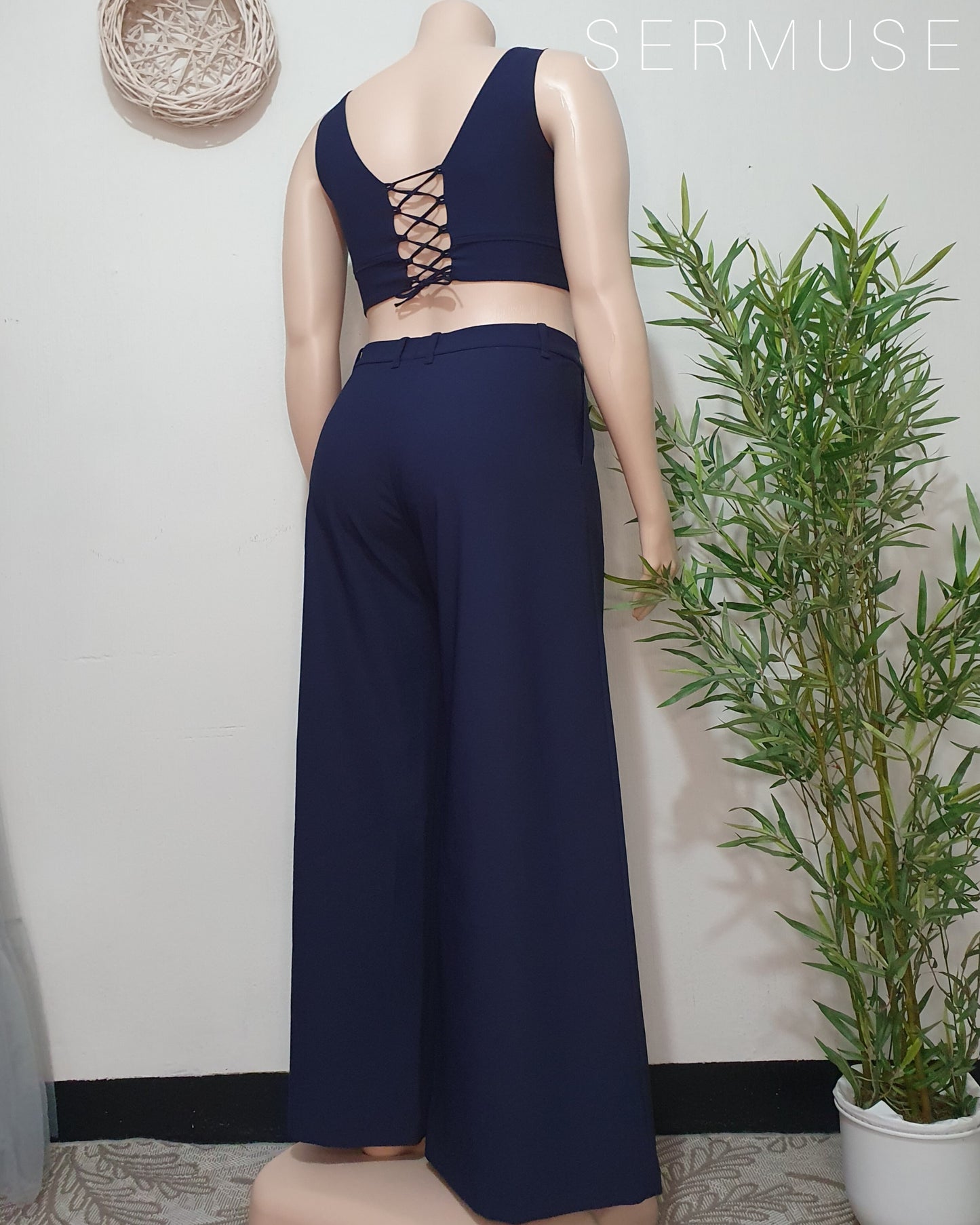 Conjunto Top + Palazzo Azul Marino