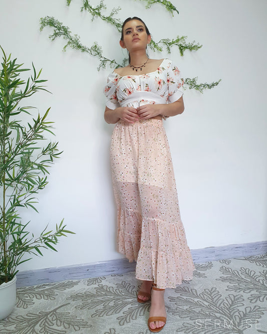 Falda Midi. PEACH