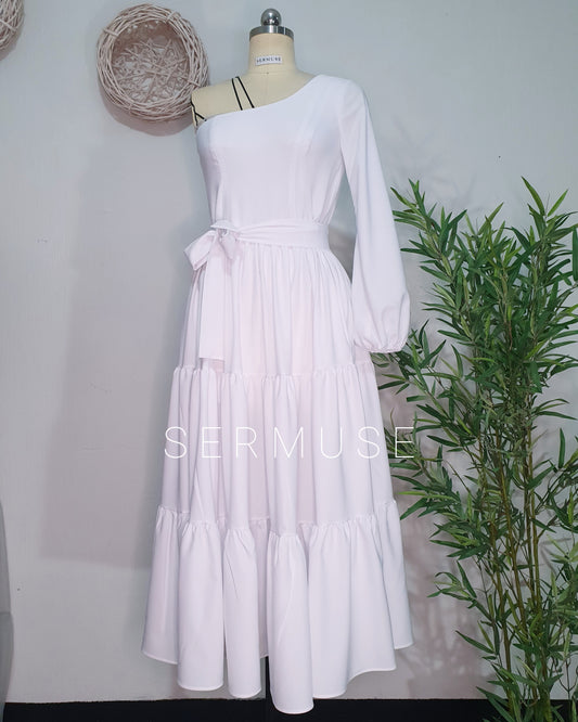 Vestido Midi Paulina. BLANCO